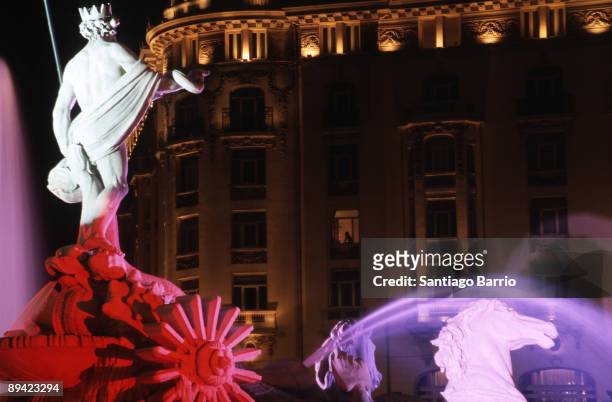 Lighting of the Madrid's streets and monuments on the occasion of the Prince Felipe and Letizia Orti's wedding. Neptuno's Fountaine