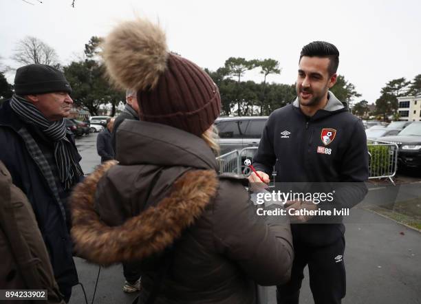 Adam Federici of AFC Bournemouth with a fan prior to the Premier League match between AFC Bournemouth and Liverpool at Vitality Stadium on December...