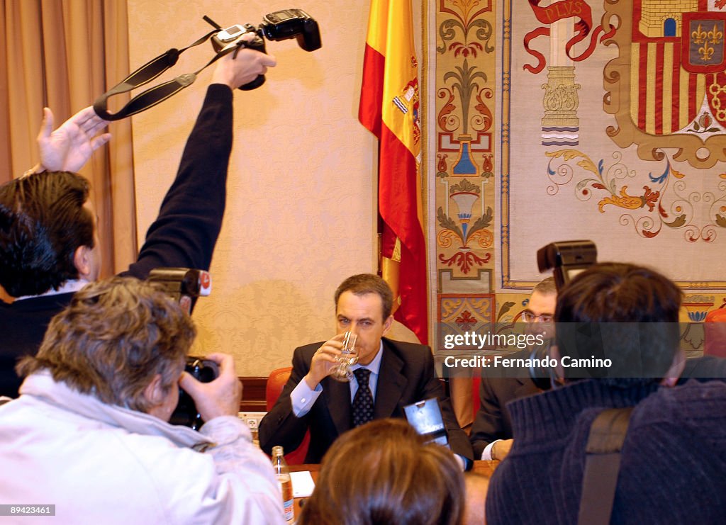 13.12.2004. Parliament. Madrid. Prime minister (president) Jose Luis Rodriguez, appears in the Spanish Parliament before the Comission that investigates the 11-M bombing attacks.