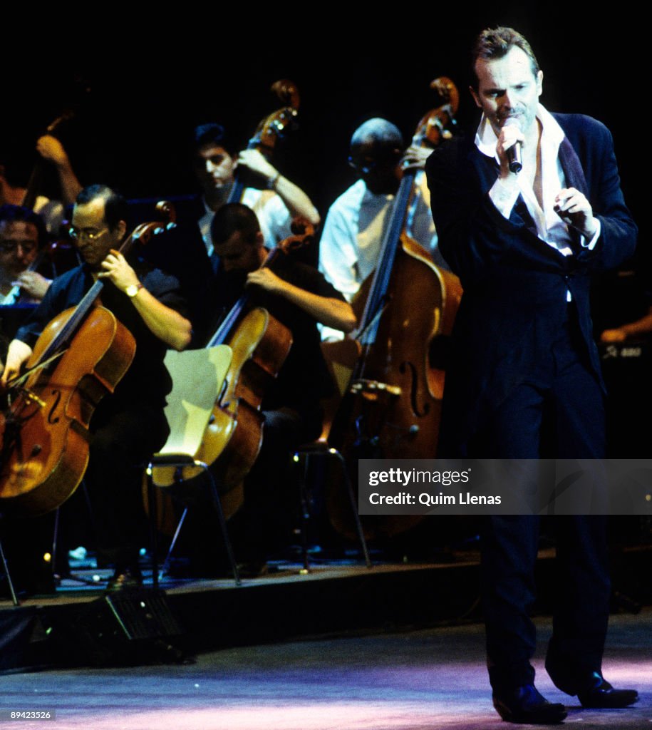 Miguel Bose, singer. Live concert in Cuartel Conde Duque (Madrid)