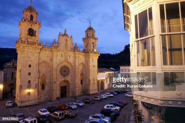 Night view of the Cathedral of Mondonedo , built in the XIII century in Gothic style, with Baroque elements of the XVIII century.