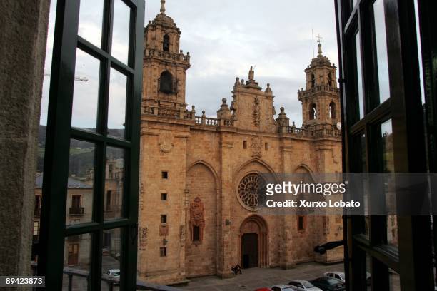 Cathedral of Mondonedo . View of the main facade, built in the XIII century in Gothic style, with Baroque elements of the XVIII century.
