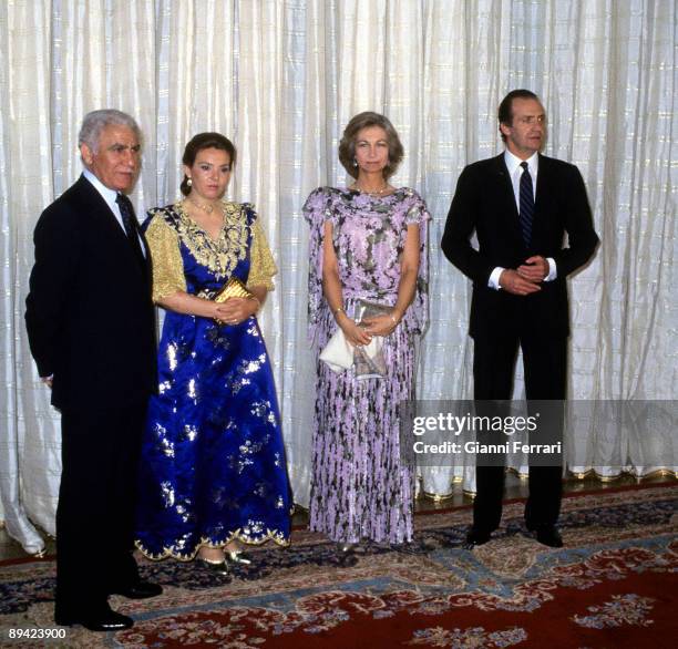 Algeria. 1983. Spanish Kings Juan Carlos I and Sofia with the president Chadli Benjedid and his wife.