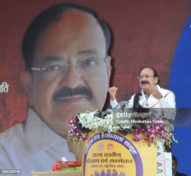 Vice President Venkaiah Naidu during the Women Self-Help Group Convention, on December 17, 2017 in Bhopal, India.