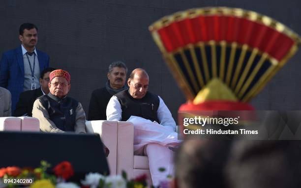 Home Minister Rajnath Singh during Run for Laadli, a half marathon to stop crimes against women, at JLN Stadium, on December 17, 2017 in New Delhi,...