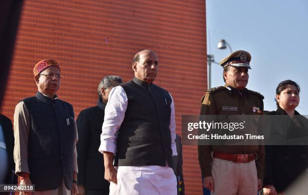 Home Minister Rajnath Singh during Run for Laadli, a half marathon to stop crimes against women, at JLN Stadium, on December 17, 2017 in New Delhi,...