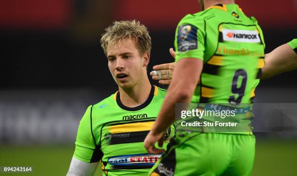 Saints fullback Harry Mallinder reacts after a try chance goes begging during the European Rugby Champions Cup match between Ospreys and Northampton...