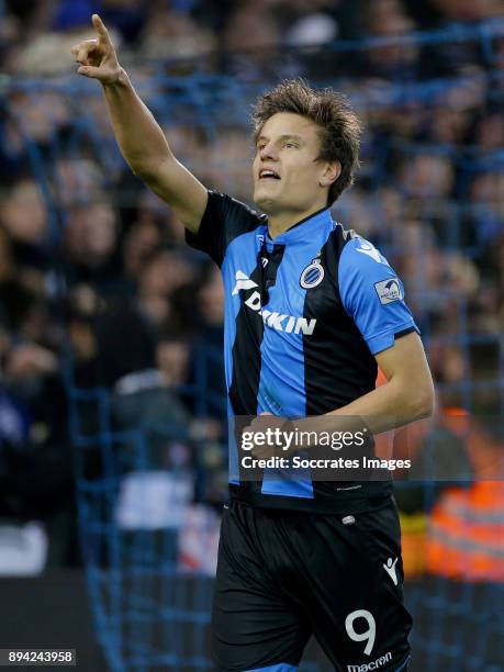 Jelle Vossen of Club Brugge celebrates 4-0 during the Belgium Pro League match between Club Brugge v Anderlecht at the Jan Breydel Stadium on...