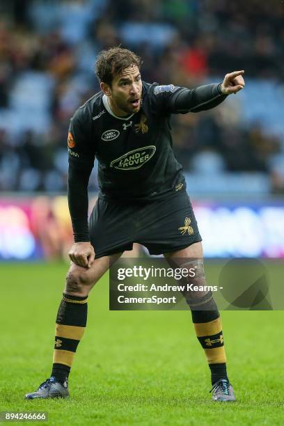 Wasps' Danny Cipriani during the European Rugby Champions Cup match between Wasps and La Rochelle at Ricoh Arena on December 17, 2017 in Coventry,...