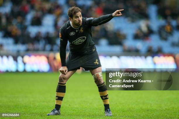 Wasps' Danny Cipriani during the European Rugby Champions Cup match between Wasps and La Rochelle at Ricoh Arena on December 17, 2017 in Coventry,...