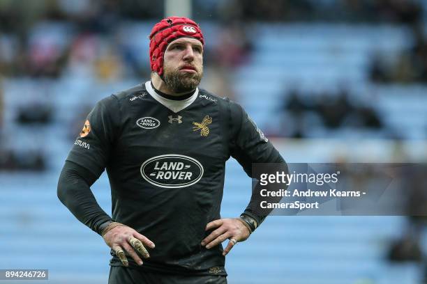 Wasps' James Haskell during the European Rugby Champions Cup match between Wasps and La Rochelle at Ricoh Arena on December 17, 2017 in Coventry,...