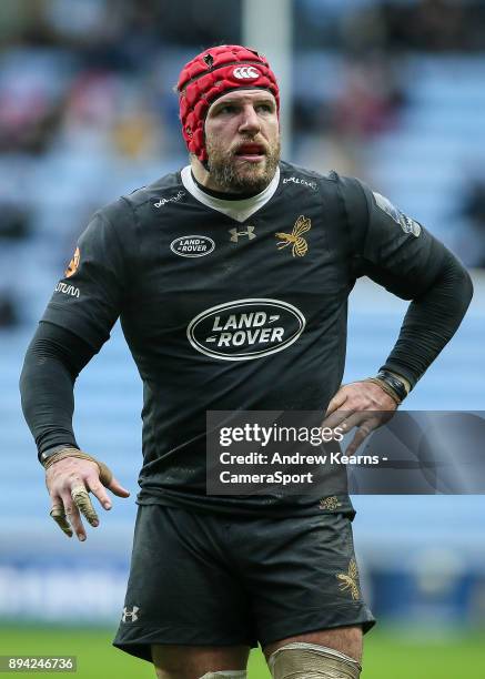 Wasps' James Haskell during the European Rugby Champions Cup match between Wasps and La Rochelle at Ricoh Arena on December 17, 2017 in Coventry,...