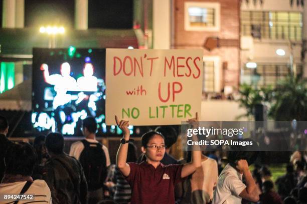 Students of the University of the Philippines with their banners to keep the place clean and an advocacy to take care of the environment.The most...