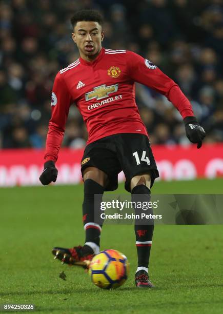 Jesse Lingard of Manchester United in action during the Premier League match between West Bromwich Albion and Manchester United at The Hawthorns on...