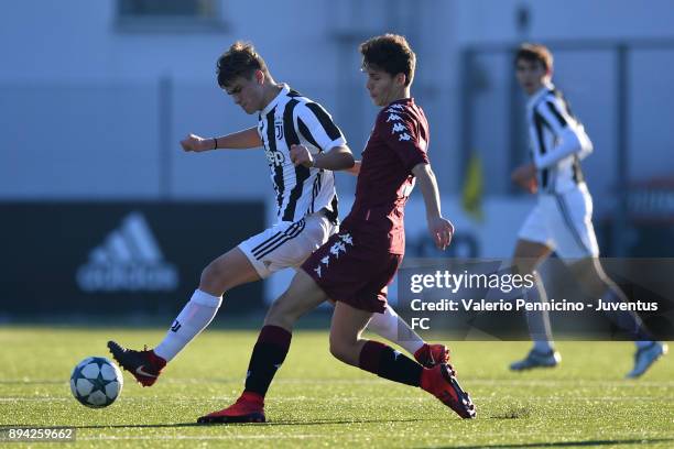 Player of Juventus U16 and Torino FC U16 in action during the match between Juventus U16 and Torino FC U16 at Juventus Center Vinovo on December 17,...