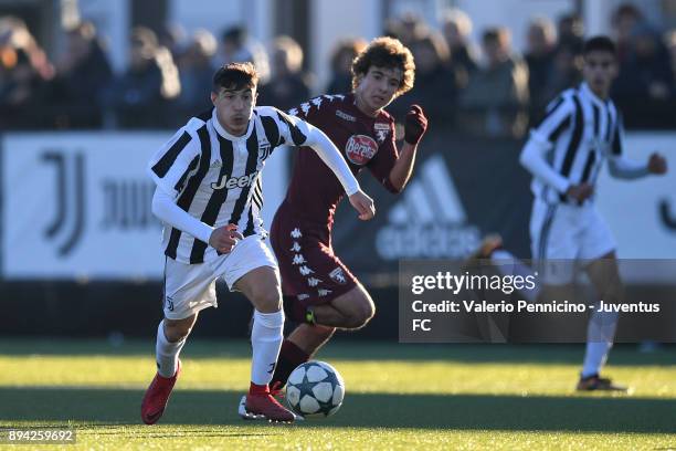 Player of Juventus U16 and Torino FC U16 in action during the match between Juventus U16 and Torino FC U16 at Juventus Center Vinovo on December 17,...