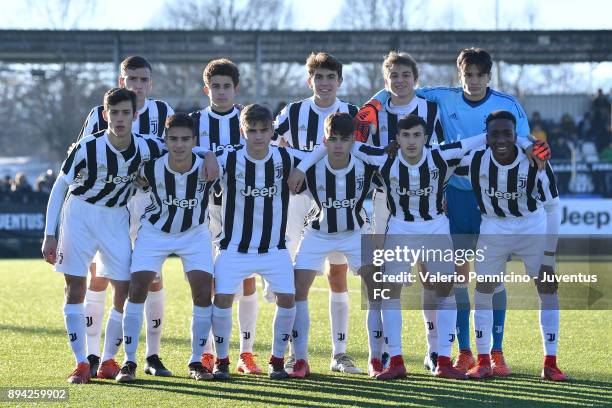 Team of Juventus U16 line up during the match between Juventus U16 and Torino FC U16 at Juventus Center Vinovo on December 17, 2017 in Vinovo, Italy.