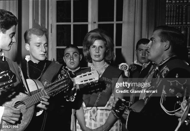 Cayetana Fitz James, Duchess of Alba with the Tuna, Liria Palace, Madrid, 1965.