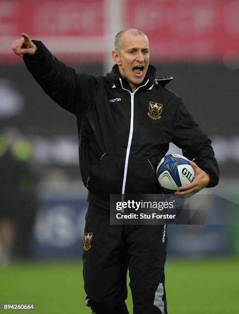 Saints Interim head coach Alan Dickens reacts before the European Rugby Champions Cup match between Ospreys and Northampton Saints at Liberty Stadium...