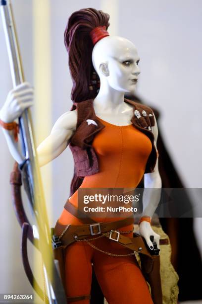 Figure is exhibited at the 'Star Wars Exhibition' at Telefonica flagship store on December 17, 2017 in Madrid, Spain