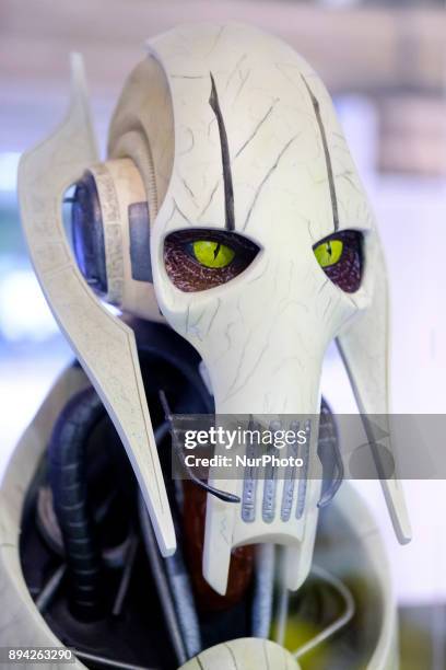 Figure is exhibited at the 'Star Wars Exhibition' at Telefonica flagship store on December 17, 2017 in Madrid, Spain