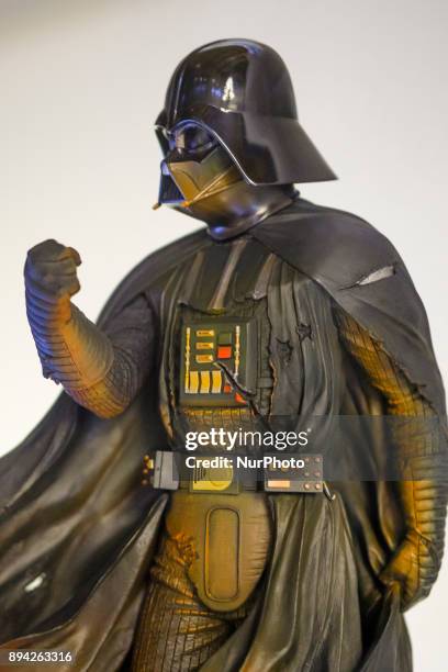 Figure of Darth Vader is exhibited at the 'Star Wars Exhibition' at Telefonica flagship store on December 17, 2017 in Madrid, Spain