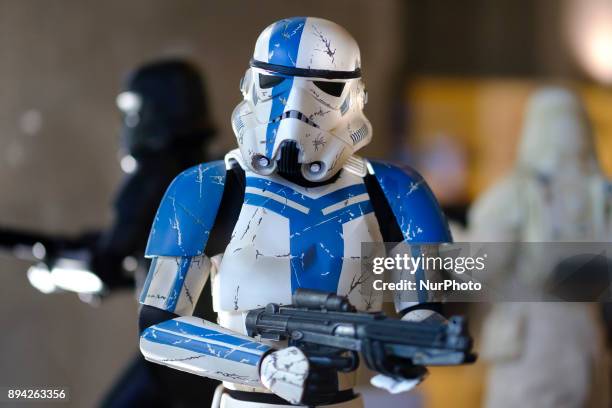 Figure is exhibited at the 'Star Wars Exhibition' at Telefonica flagship store on December 17, 2017 in Madrid, Spain