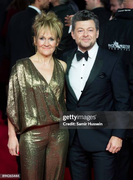 Andy Serkis and Lorraine Ashbourne attend the European Premiere of 'Star Wars: The Last Jedi' at Royal Albert Hall on December 12, 2017 in London,...