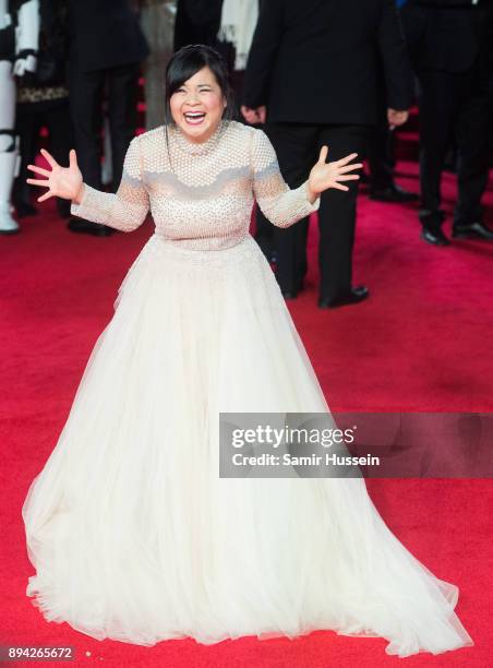 Kelly Marie Tran attends the European Premiere of 'Star Wars: The Last Jedi' at Royal Albert Hall on December 12, 2017 in London, England.