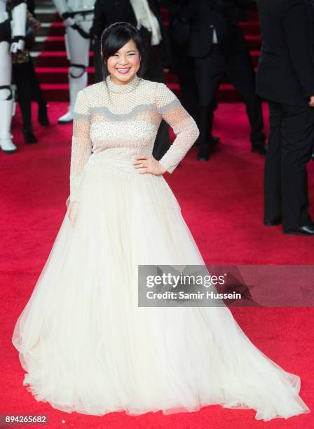 Kelly Marie Tran attends the European Premiere of 'Star Wars: The Last Jedi' at Royal Albert Hall on December 12, 2017 in London, England.