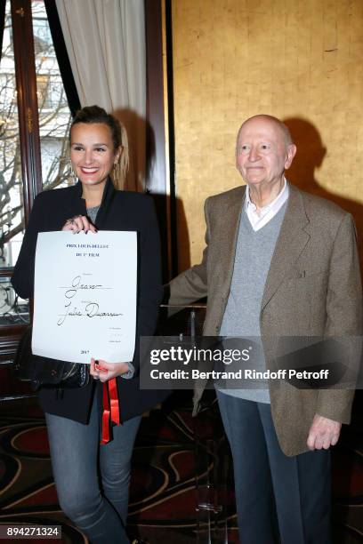 Winner of the "Prix Louis Delluc du Premier Film", Director Julia Ducournau for the movie "Grave" and President of Jury Gilles Jacob attend the 75th...
