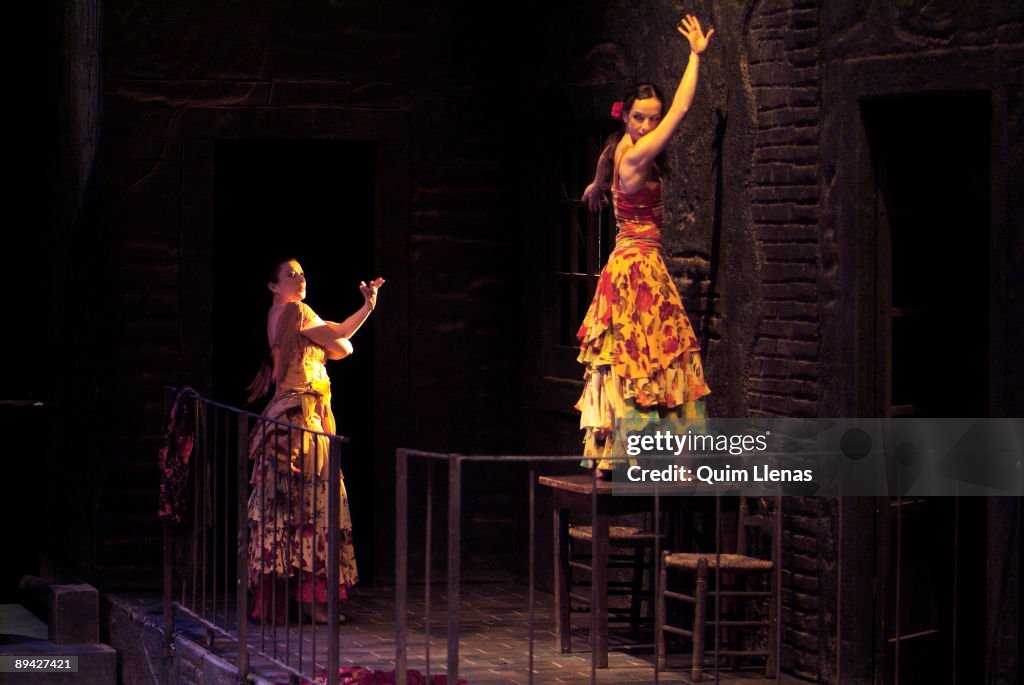 January 11, 2007. Theater of Madrid, Madrid, Spain. Dress rehearsal of the ballet 'Carmen', by the compania Metros, with choreographs and direction of Ramon Oller.