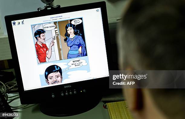 India-society-Internet-pornography BY YASMEEN MOHIUDDIN A picture taken on July 27, 2009 shows an online cartoon of Savita Bhabhi displayed on the...