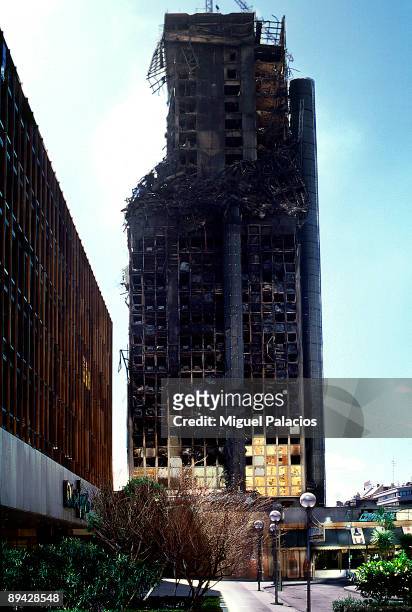 Windsor Tower Fire. Madrid . State of the Windsor building after the fire.