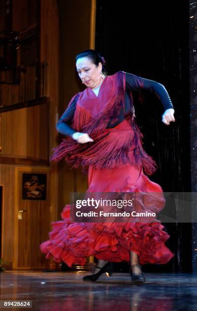 The 'bailaora of flamenco' Cristina Hoyos' during a performing in a private festival in Barcelona, Spain.