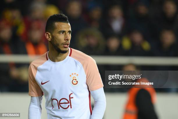 Younes Belhanda of Galatasaray during the Turkish Super lig match between Malatyaspor v Galatasaray at the Malatya Arena on December 17, 2017 in...