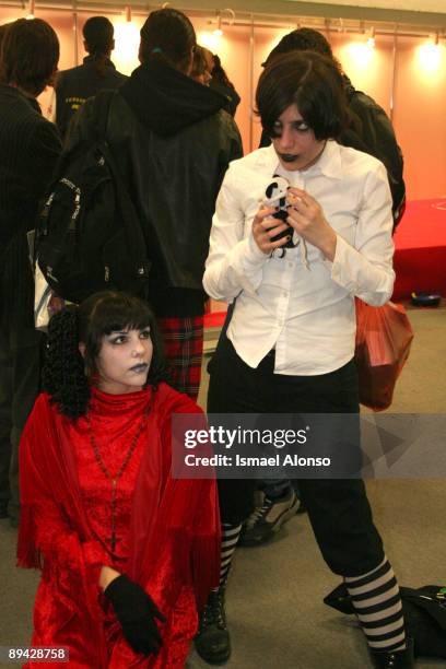 Madrid. Casa de Campo Fairground . Noviembre 2004 Madrid Comic Book and Manga Fair Young people participating in a cosplay contest. Cosplay is a kind...