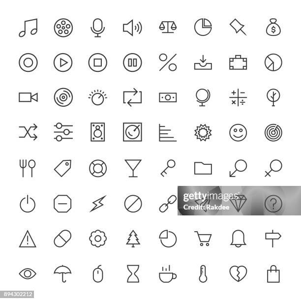 basic icon 64 icons set 2 - line series - alcohol awareness stock illustrations