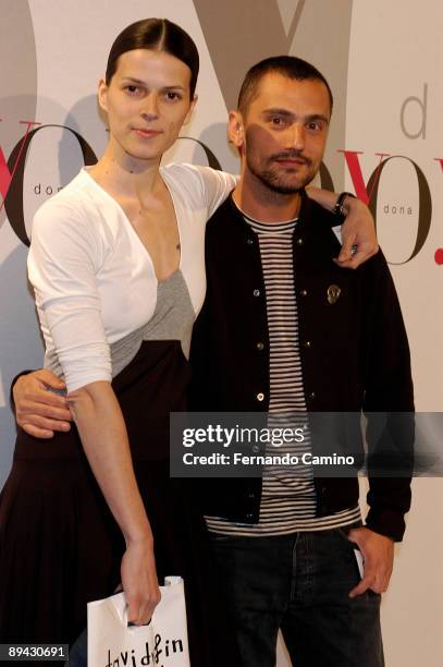 Madrid, Spain. Presentation of the magazine 'Yo Dona' In the image, the fashion model Bimba Bose and the fashion designer David Delfin.