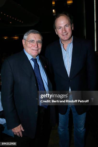 President of AROP Jean-Louis Beffa and Frederic Motte attend the 32th "Reve d'Enfants" : Charity Gala at Opera Bastille on December 17, 2017 in...