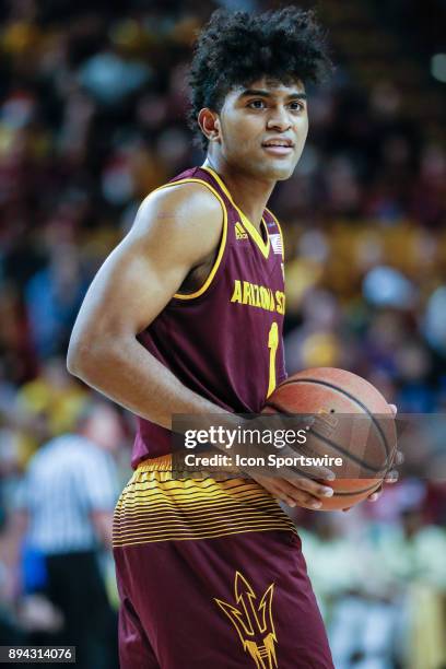 Arizona State Sun Devils guard Remy Martin glares at the referee during the college basketball game between the Vanderbilt Commodores and the Arizona...