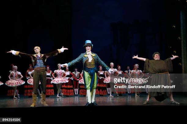 Dancers acknowledge the applause of the audience at the end of "Don Quichotte" during the 32th "Reve d'Enfants" : Charity Gala at Opera Bastille on...