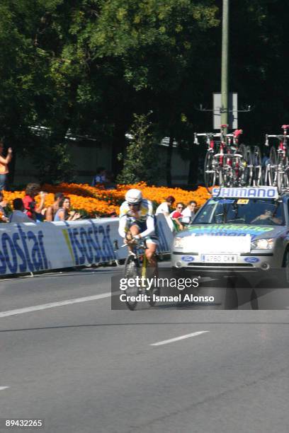 Cyclist Tour of Spain 2004. Arrival in Madrid. The final stage: Individual time trial.