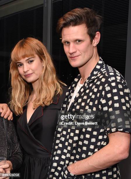 Lily James and Matt Smith attend the evening Gala Performance of "Matthew Bourne's Cinderella" at Sadler's Wells Theatre on December 17, 2017 in...