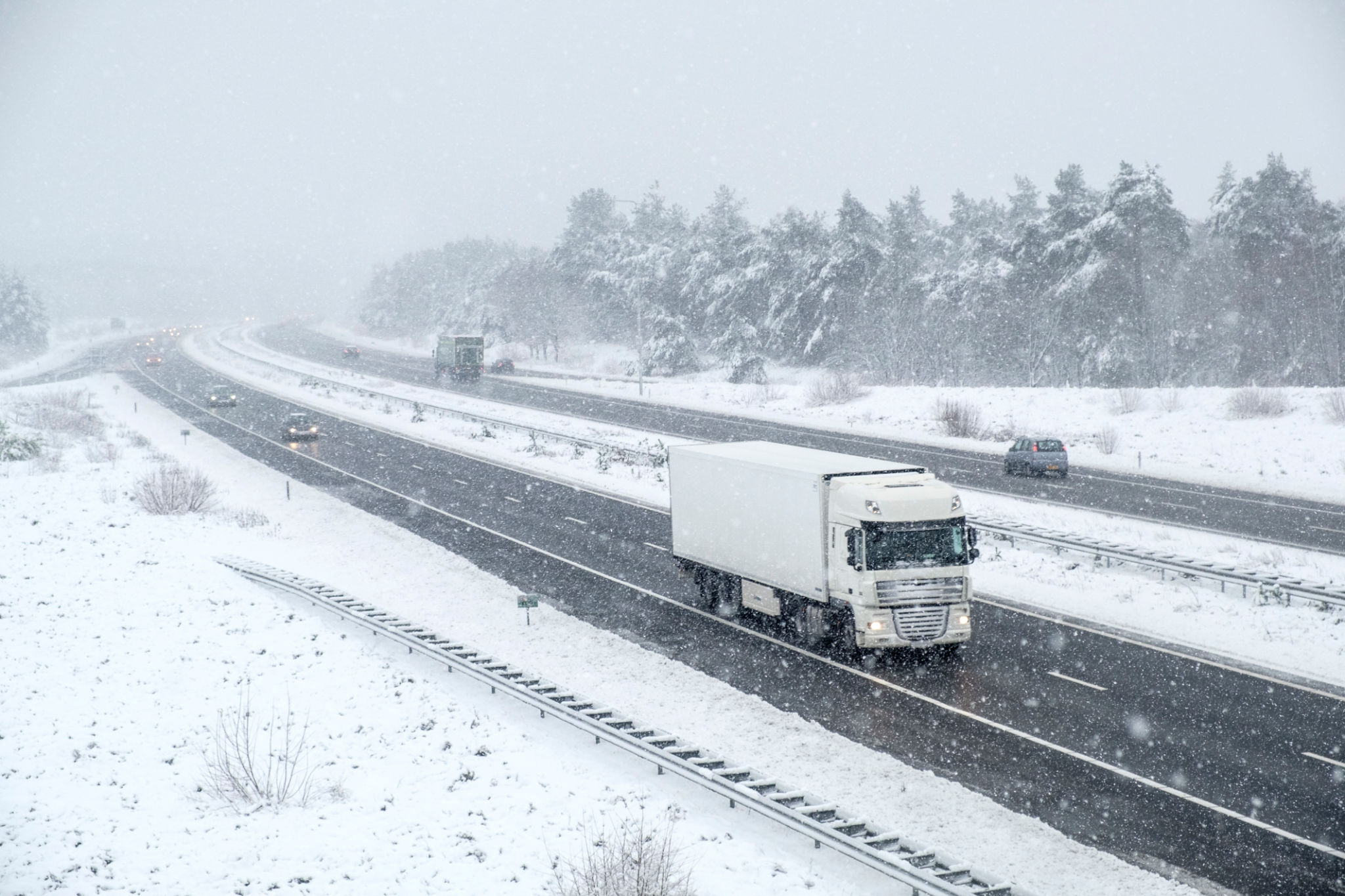 truck snow road