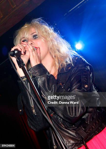 Actress Taylor Momsen performs with Pretty Reckless at Hiro Ballroom at The Maritime Hotel on July 28, 2009 in New York City.