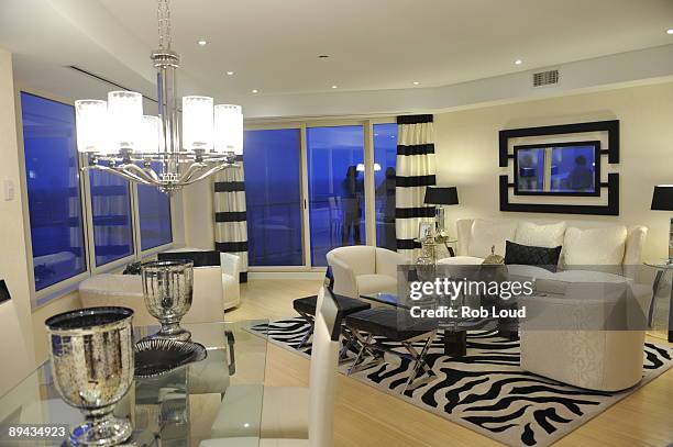 The interior of an apartment at AQUA Luxury Oceanfront Condominiums is seen during a party presented by Hamptons Magazine at AQUA Luxury Oceanfront...