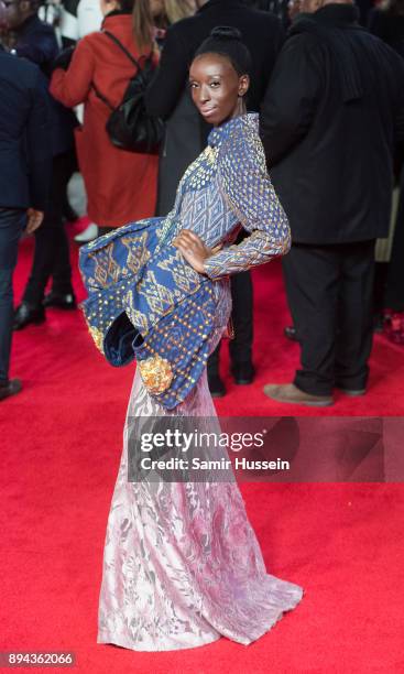 Eunice Olumide attends the European Premiere of 'Star Wars: The Last Jedi' at Royal Albert Hall on December 12, 2017 in London, England.