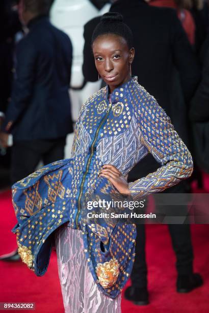 Eunice Olumide attends the European Premiere of 'Star Wars: The Last Jedi' at Royal Albert Hall on December 12, 2017 in London, England.