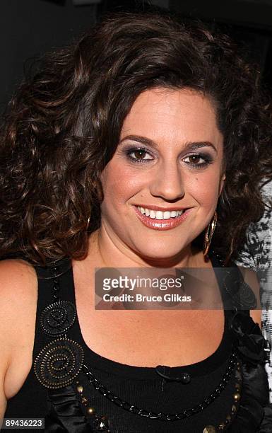 Marissa Jaret Winokur promotes Oxygen's hit show "Dance Your Ass Off" backstage at The Jimmy Fallon Show at NBC Studios on July 28, 2009 in New York...